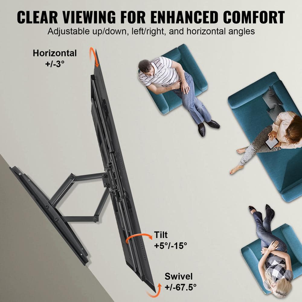VEVOR Black Full Motion Wall Mount for 37"-75" TVs