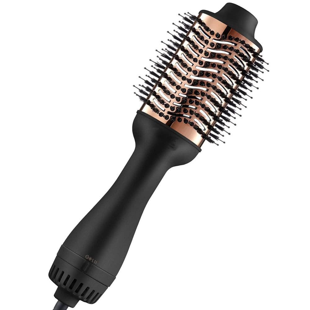 1-Piece Bathroom Accessory Set in Black, 4 in 1 Ionic Hairdryer and Styler Volumizer with Oval Titanium Barrel