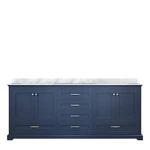 Dukes 80 in. W x 22 in. D Navy Blue Double Bath Vanity and Carrara Marble Top