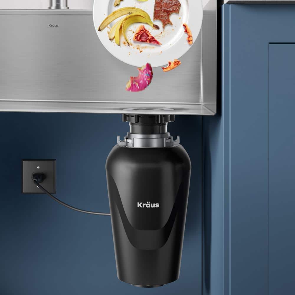 Matte Black Continuous Feed Garbage Disposal with 3/4 HP Motor