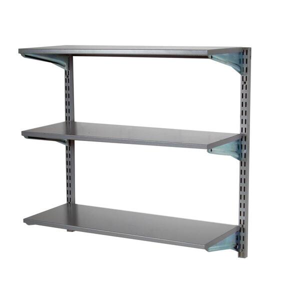 Triton Products 33 In W X 31 1 2 H 13 3 4 D Garage Modular Wall Shelves Track Storage System With Brackets Steel 1794 - Wall Shelf Track System