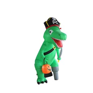 96.85 in. H x 39.37 in. W x 101.57 in. L Halloween Inflatable Dino Pirate