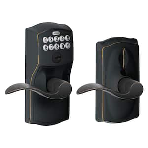 Camelot Aged Bronze Keypad Door Lock with Accent Handle and Flex Lock