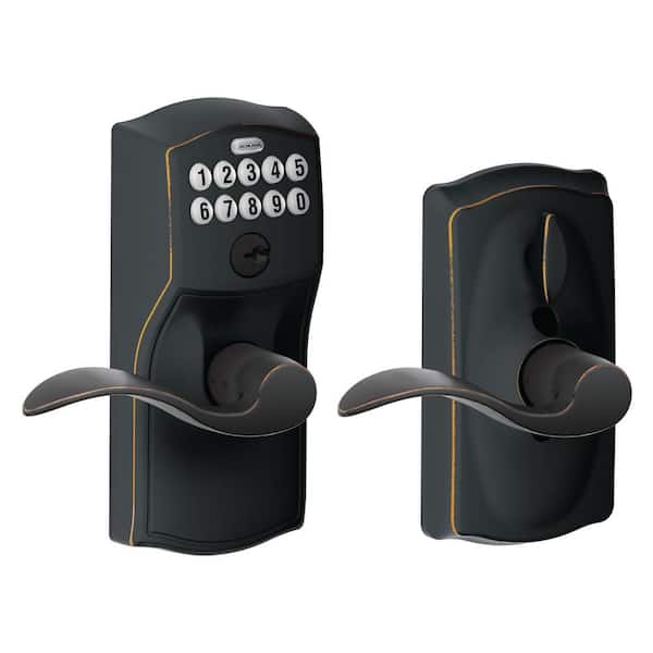 Schlage Camelot Aged Bronze Keypad Door Lock with Accent Handle and Flex Lock