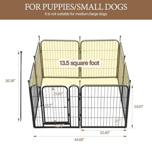 8-Panels 24 Height Heavy Duty Dog Fence Puppy Pen Indoor