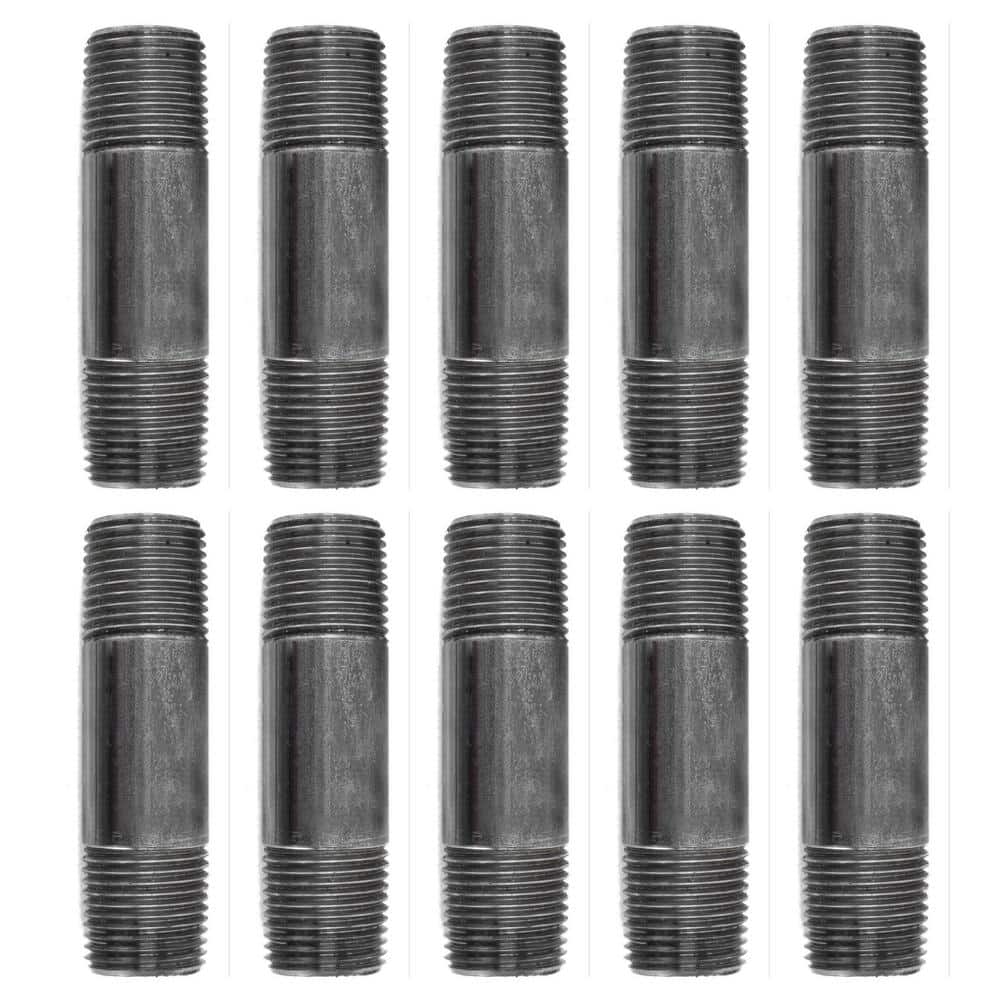 PIPE DECOR 1/2 in. x 3 in. Black Industrial Steel Grey Plumbing Nipple