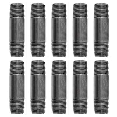 1/2 in. x 3 in. Black Industrial Steel Grey Plumbing Nipple (10-Pack)
