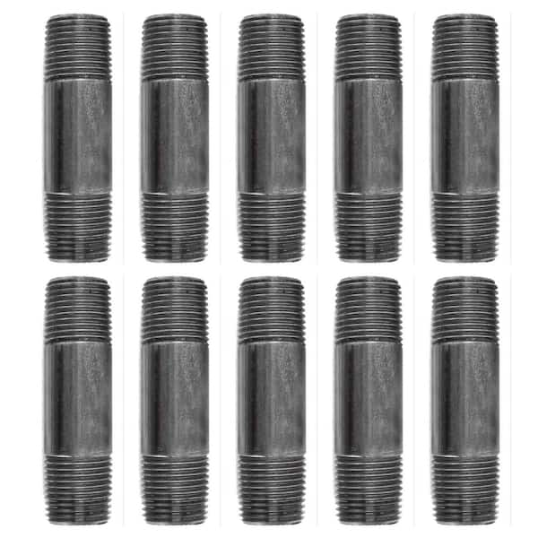 PIPE DECOR 1/2 in. x 3 in. Black Industrial Steel Grey Plumbing Nipple (10-Pack)