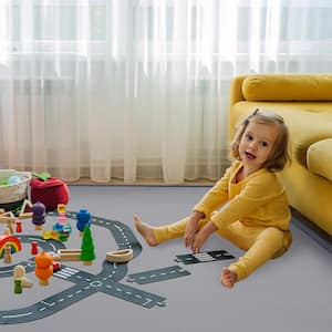 Carpet Pad 7 ft. x 6 ft. x 1.4 in. Baby Play Mat Nursery Rug Foam Soft Padded Carpet w/Non-Slip Backing Cushion, Gray