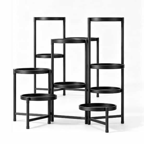 7 Tier Metal Plant Stand Indoor with 10 Inch Wide Tray,Folding Tall Rack for Patio Porch