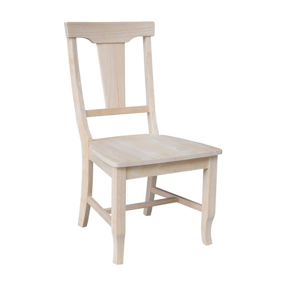 Set of 2 Unfinished Solid Wood Panel Back Dining Chairs