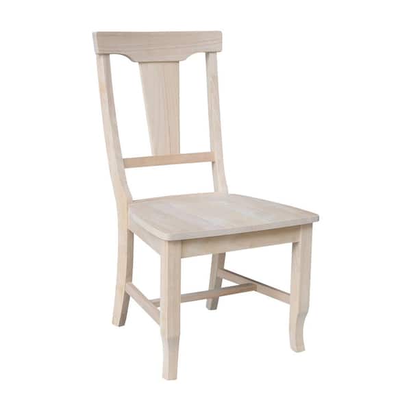 International Concepts Unfinished Wood Panel Back Side Chair Set