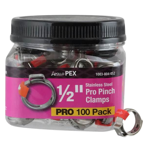 Apollo 1/2 in. Stainless Steel PEX-B Barb Pro Pinch Clamp Pro Pack (100-Pack)