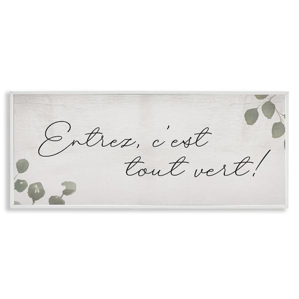 Stupell Industries Come In It's Green Phrase by Daphne Polselli White Framed Nature Giclee Art Print 13 in. x 30 in.