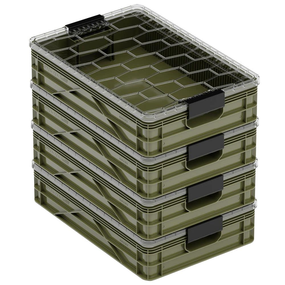 SIDIO Quarter Crate 4-Pack Heavy Duty Stackable Storage Bins with