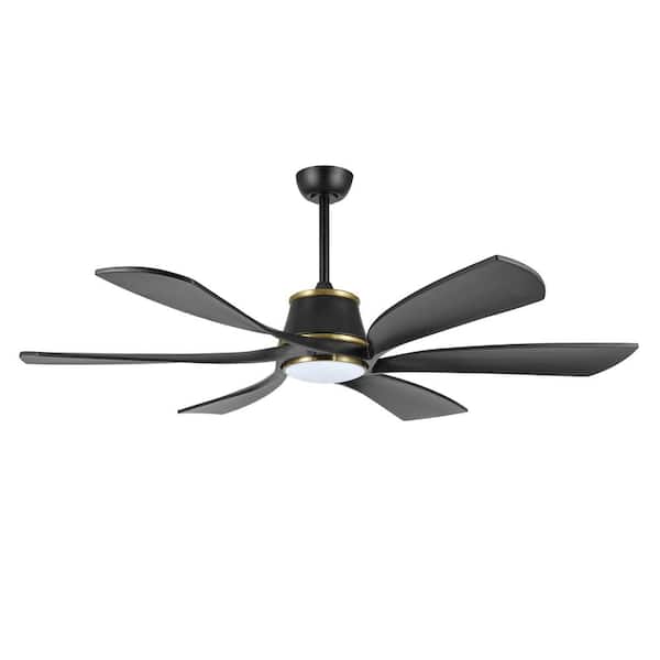MLiAN 60 in. 6 Blades Black and Gold Indoor Smart LED Ceiling Fan With Remote