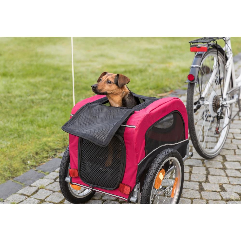 TRIXIE Red and Black Foldable Dog Bike Trailer with Windows