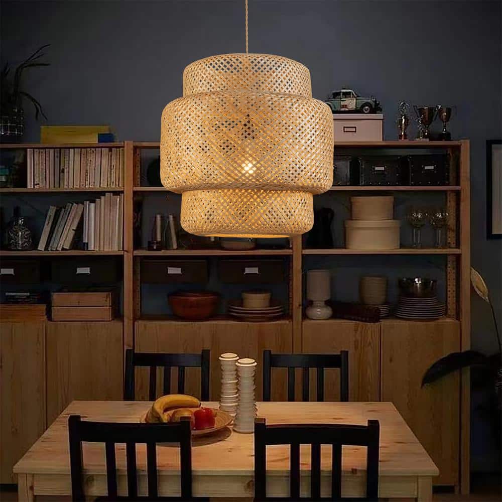 Drusilla 20" Handcrafted Rattan Pendant Light in Natural Brown
