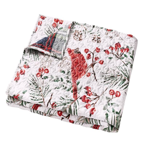 Greenland Home Fashions Cardinal Plaid Red Holiday 50 in. x 60 in. Microfiber Throw Blanket