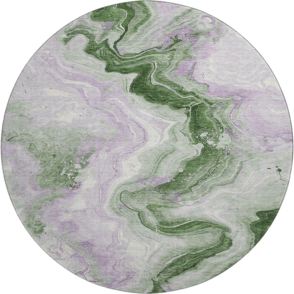 Mayfield Premium Machine Washable Abstract AMF1862 Olive 8 ft. x 8 ft. Round Rug price history on PriceWatchPro