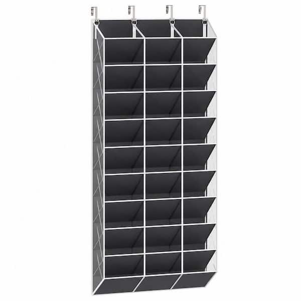 Grey Over The Door Shoe Organizer, 10 Tier 20 Pockets Hanging Storage, Breathable Transparent Closet Luggage Organizer