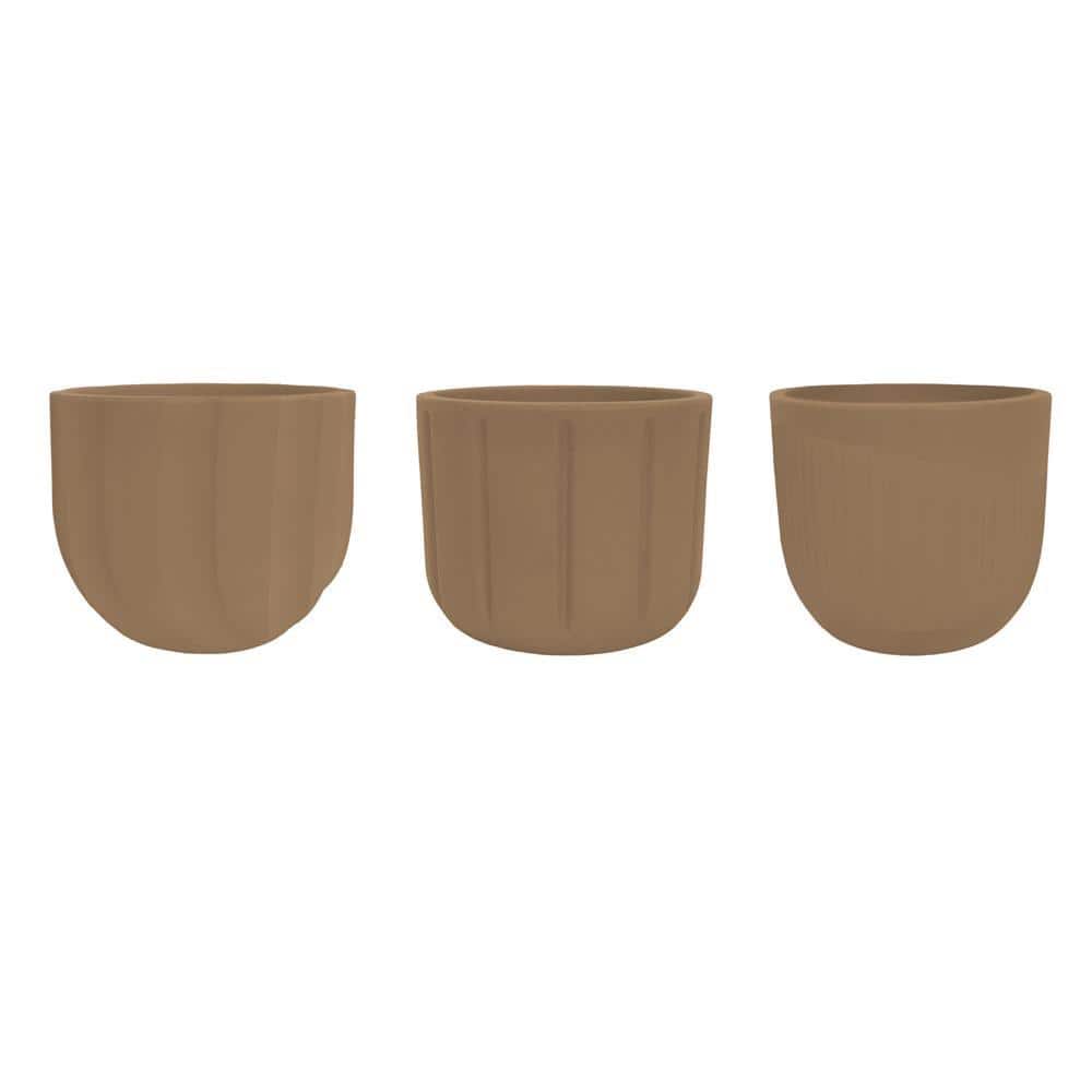 Ochre Polyethylene Resin Egg-Shaped Decorative Planter Set