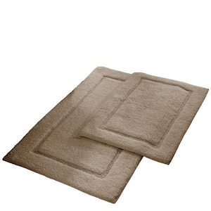 21 in. x 34 in. Solid Loop Cotton Taupe Bath Mat Set with Non-Slip Backing (2-Pack)