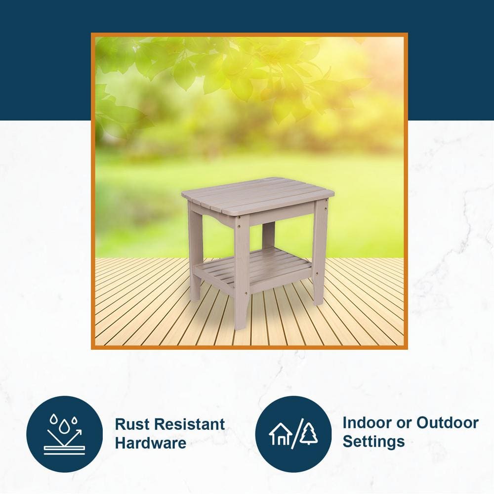 Cedarwood Rectangular Side Table with Stone Finish, 24"x22"