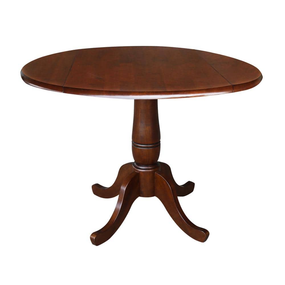 Espresso Solid Wood 3-Piece Round Pedestal Dining Set