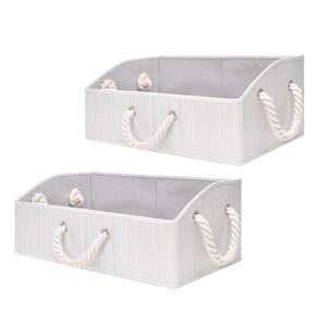 8 Gal. Low Front Polyester Storage Bin with Cotton Rope Handles in Ivory (2-Pack)