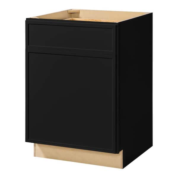 Leyton 24 in. W x 24 in. D x 34.5 in. H Ready to Assemble Plywood Slim Shaker Base Kitchen Cabinet in Raven Black