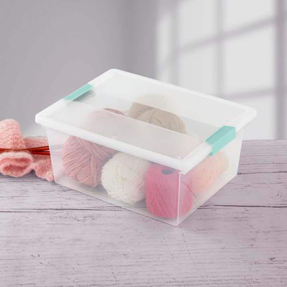 Clear Plastic Stackable Storage Bin with Latching Lid, 14" x 11"