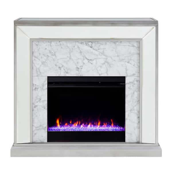 Southern Enterprises Legamma Color-Changing 44 in. Electric Fireplace in Antique Silver