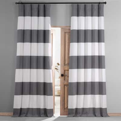 Gray Striped Rod Pocket Curtains Window Treatments The Home Depot Gray Striped Rod Pocket Curtains