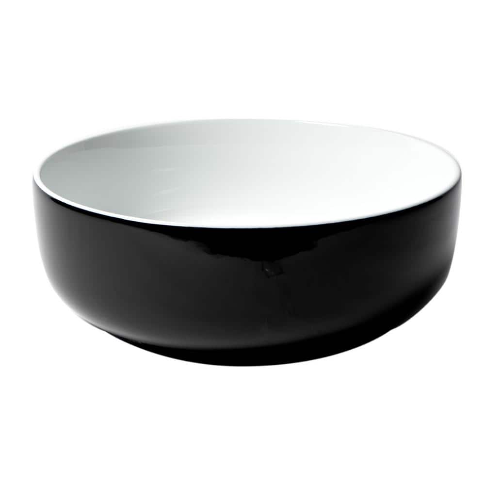 Black and White Ceramic Round Vessel Sink