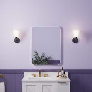 24 in. W x 32 in. H Rectangular Aluminum Framed Wall-Mounted Bathroom Vanity Mirror in White