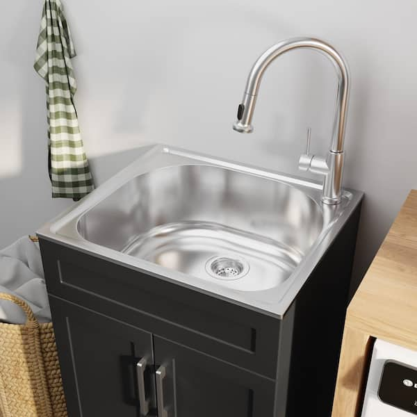 Glacier Bay All-in-One Stainless Steel 24 in Laundry Sink with