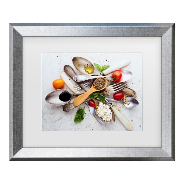 Trademark Fine Art Aleksandrova Karina Spoons And Salad Matted Framed Photography Wall Art 19.5 in. x 23.5 in.