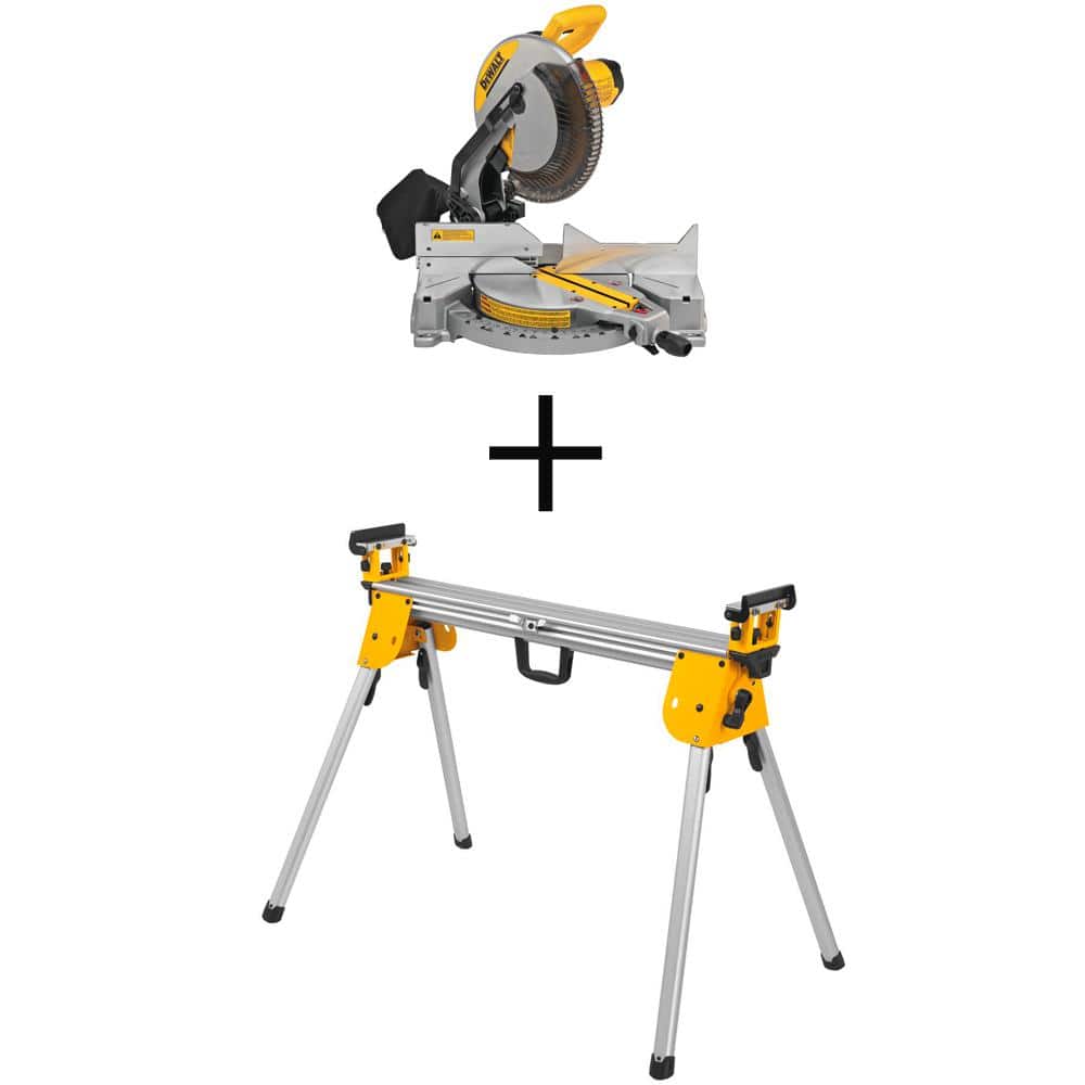 DEWALT 15 Amp Corded 12 in. Single Bevel Compound Miter Saw with 500 lbs. Capacity Saw Stand DWS715WDWX724 - The Home Depot