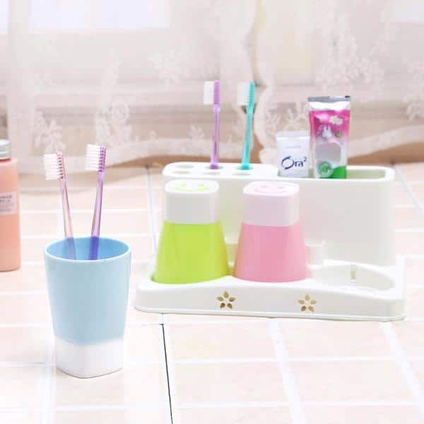 2 In 1 Creative Gargle Cup Tooth Mug Toothbrush Cup & Toothpaste Holder Plastic 
