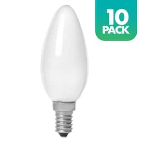 40-Watt Equivalent Soft White 2700K Candelabra Dimmable 25,000-Hour Frosted LED Light Bulb (10-Pack)