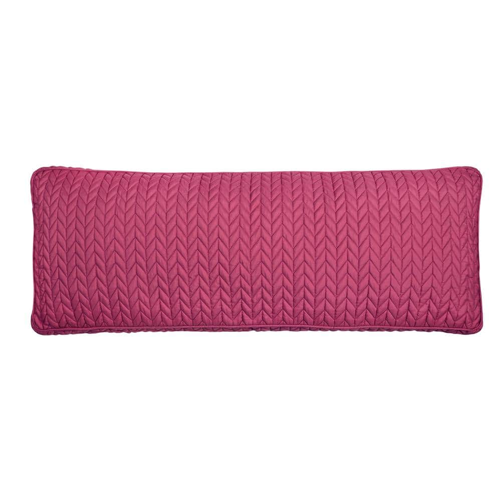 Cabo Polyester Fuchsia Quilted Bolster Decorative Throw Pillow 14 in. X 40 