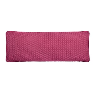 Cabo Polyester Fuchsia Quilted Bolster Decorative Throw Pillow 14 in. X 40 in.