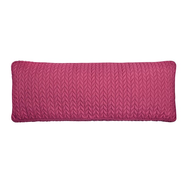 Unbranded Cabo Polyester Fuchsia Quilted Bolster Decorative Throw Pillow 14 in. X 40 in.