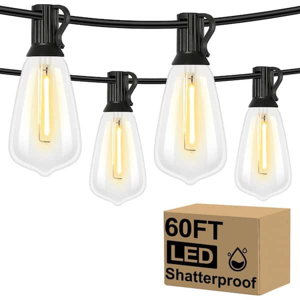 Nordic Hygge LED Plug-in Outdoor String Lights 60 ft. with 32