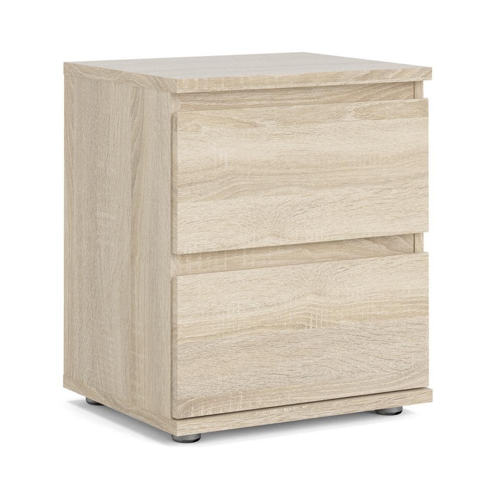 Oak Structure 2-Drawer Wood Nightstand with Particle Board Top
