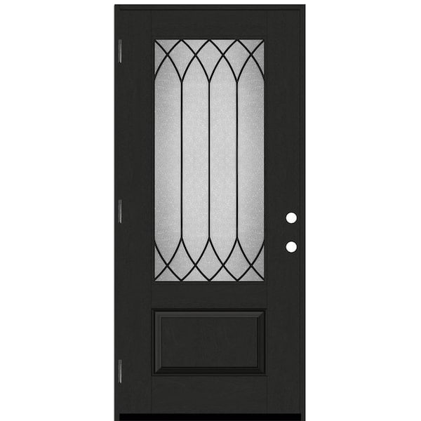 Regency 36 in. x 80 in. 3/4 Lite Spire Decorative Glass RHOS Onyx Stained Fiberglass Prehung Front Door