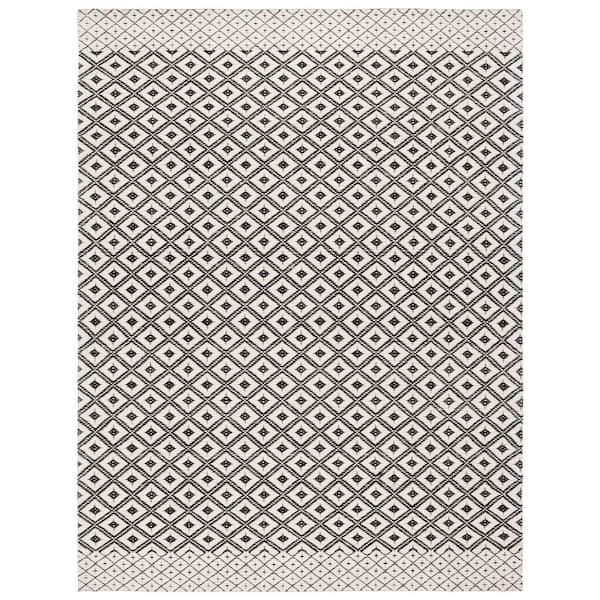 Marbella 8 ft. x 10 ft. Black/Ivory Modern Diamond Area Rug