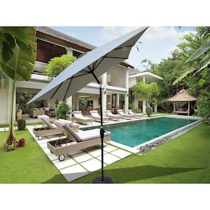 9 ft. Outdoor Steel Patio Umbrella with Crank and Push Button Tilt Without Flap for Garden Backyard Pool Market White