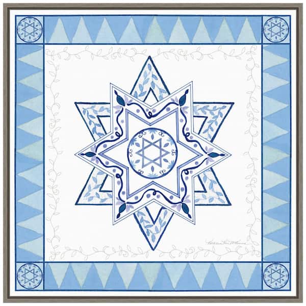 Amanti Art 22 in. Celebrating Hanukkah I Christmas Holiday Framed Canvas Box Wall Art